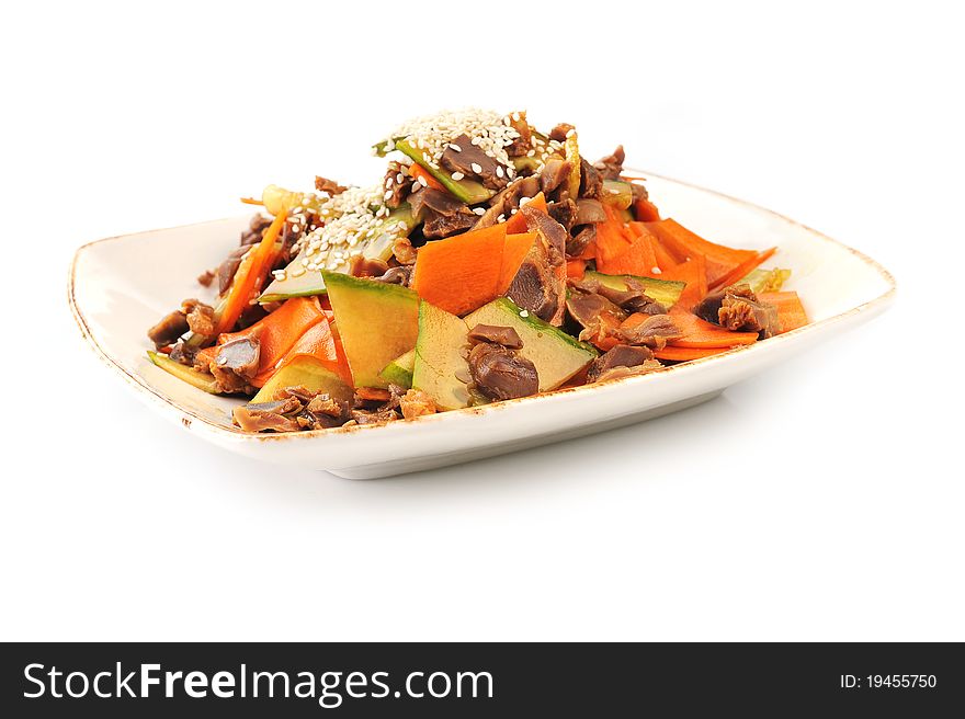 Steamed vegetables and meat with sesame. Chinese cuisine. Steamed vegetables and meat with sesame. Chinese cuisine