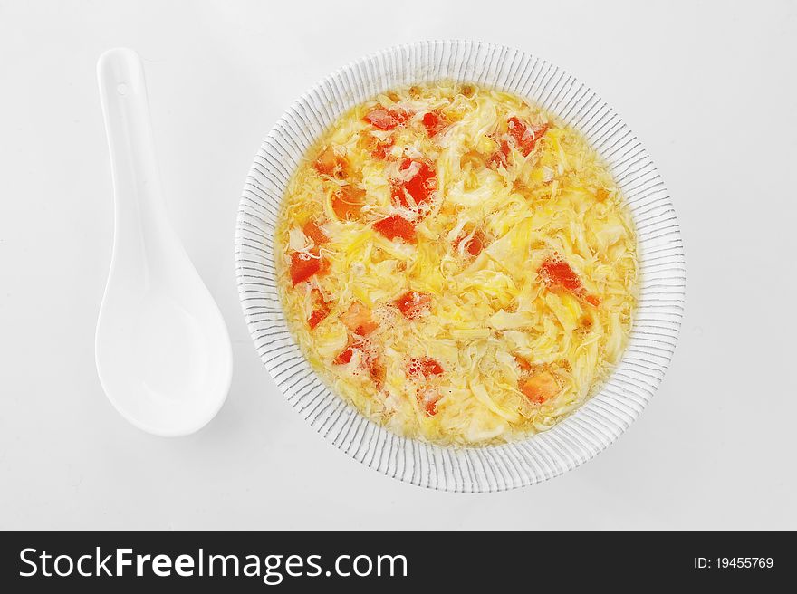 Bowl with delicious egg soup . Chinese cuisine. Bowl with delicious egg soup . Chinese cuisine