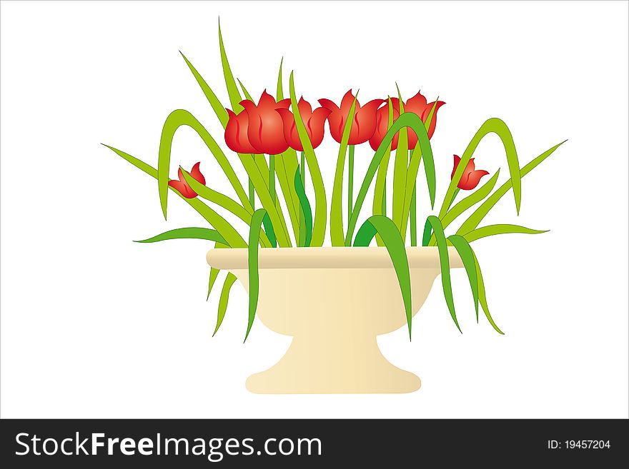 Vector illustration of flowers in ceramic vase. Vector illustration of flowers in ceramic vase