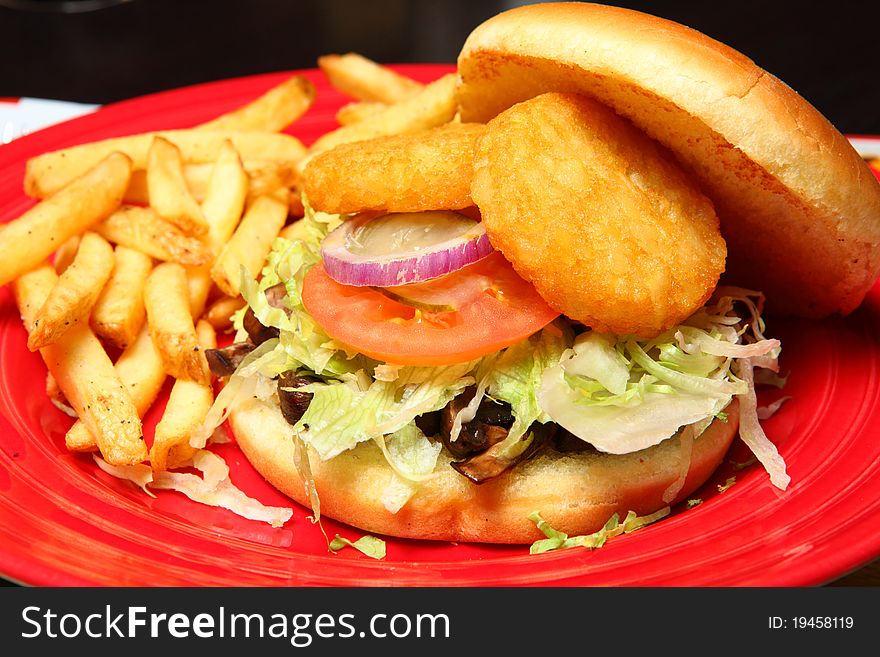 Sandwiches on a red Plate