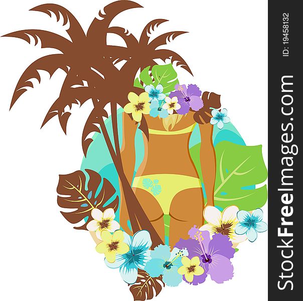 Vector illustration whith tropical flowers. Vector illustration whith tropical flowers