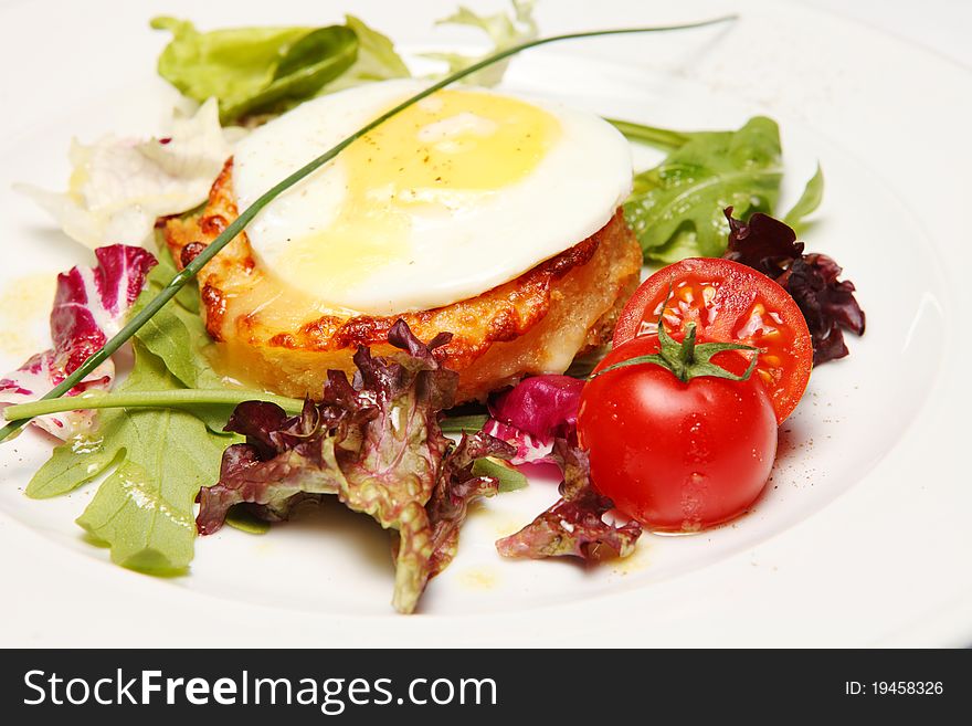 Sandwich on a Plate with egg and tomatos