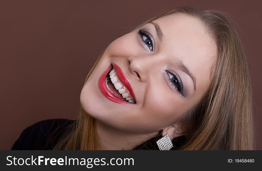 Laughing woman smile with great teeth. Laughing woman smile with great teeth