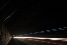 Car Lights Trails In A Veliko Trnovo Tunnel Royalty Free Stock Image