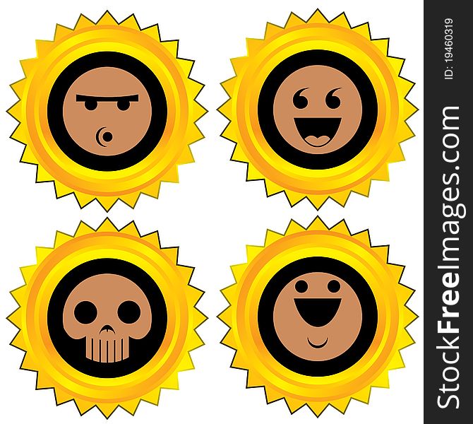 Smiley award icon set isolated