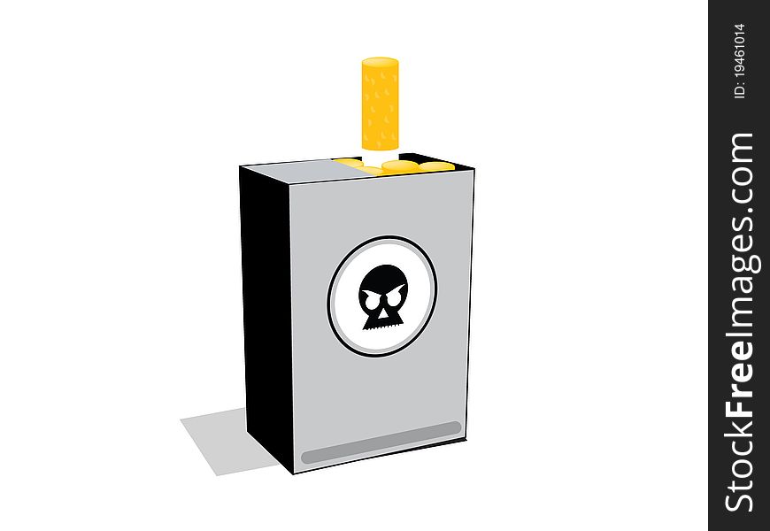 Cigarettes in box with skull logo to represent death. Cigarettes in box with skull logo to represent death.