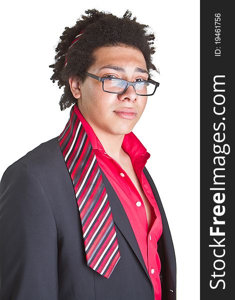 Young black man after a party night isolated over white background. Young black man after a party night isolated over white background.