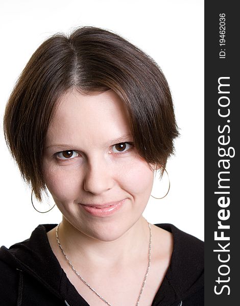 Portrait of a girl on a white background.