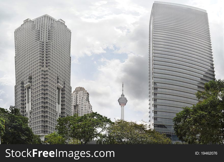 Skyscrapers and television tower in Kuala Lumpur, Malaysia