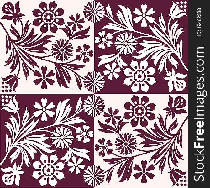 Vector floral pattern with flowers and leafs