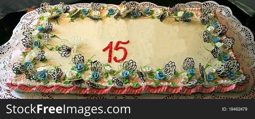 Anniversary cake with numbers 15