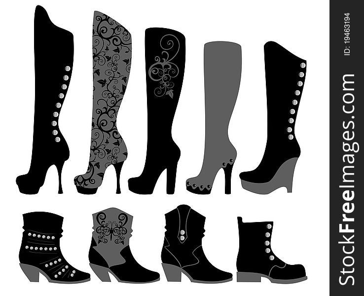 Fashionable ladies boots in black. Fashionable ladies boots in black