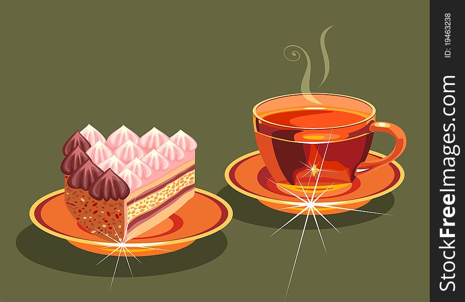 Cup of tea and cake. Cup of tea and cake.