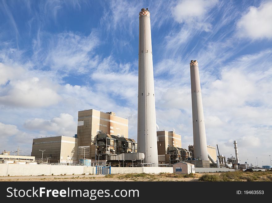 Modern Industry - Power Plant at Sunset