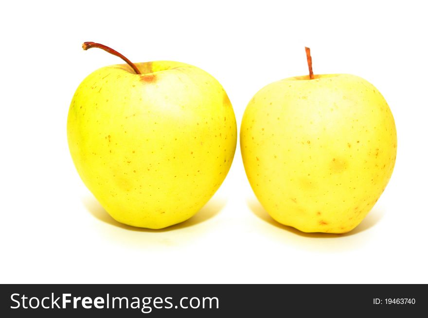 Photo of the Yellow apples on white background