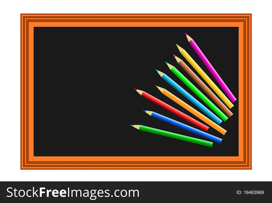 Colored pencils blackboard