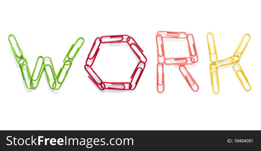 Colorful office paper clips writing work