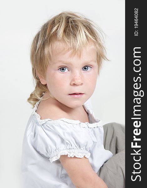 Cute Toddler Girl Over White