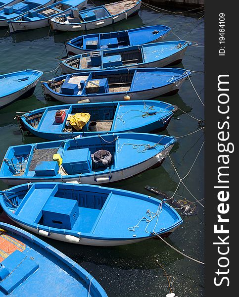 A closeup traditional italian fishboats