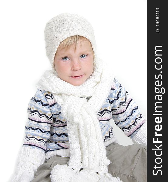 Cute toddler girl in winter clothes