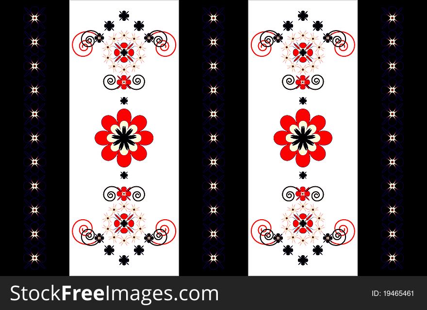Pattern decorative vertical ornament on white background
