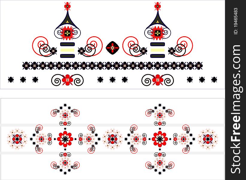 Pattern decorative horizontal ornament on white background