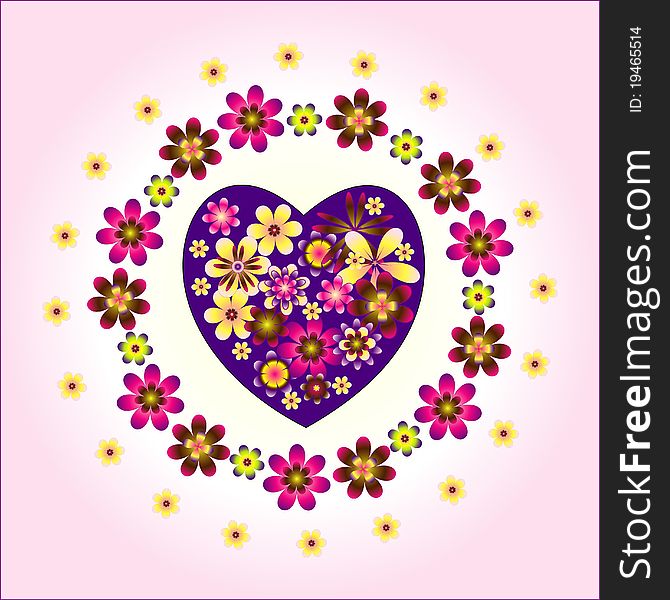 Heart decorative with circle flower