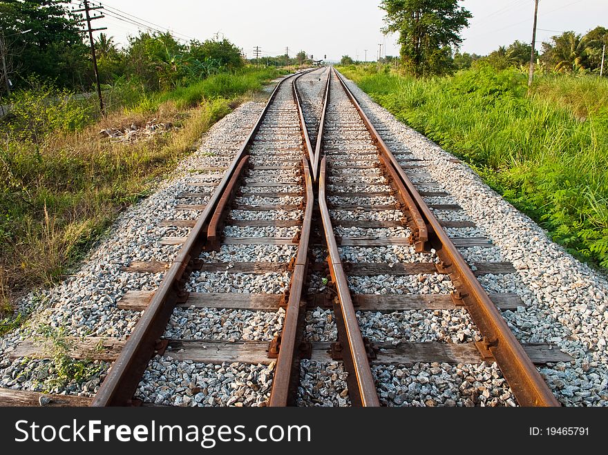 This railway is very long in Chonburi, Thailand. This railway is very long in Chonburi, Thailand.