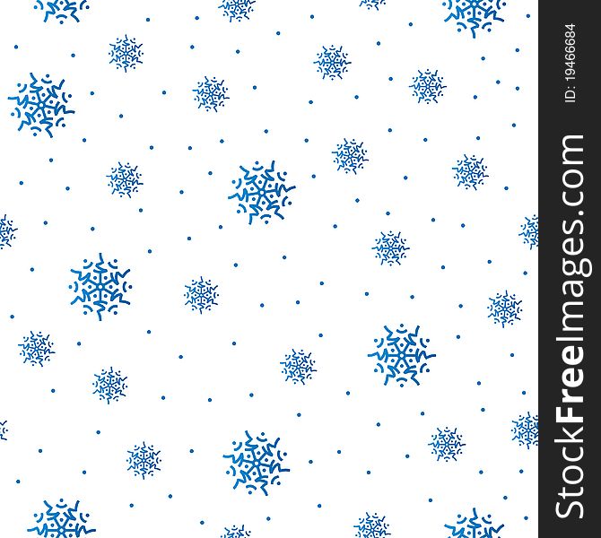 Blue snowflakes on white, seamless