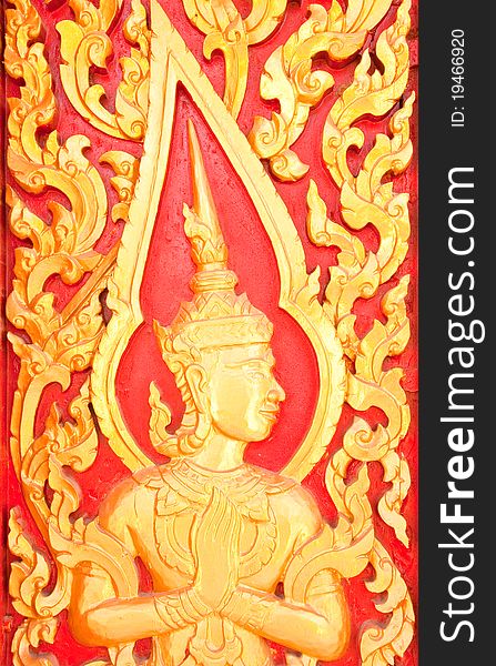 Golden Wood Carving Traditional Thai Style