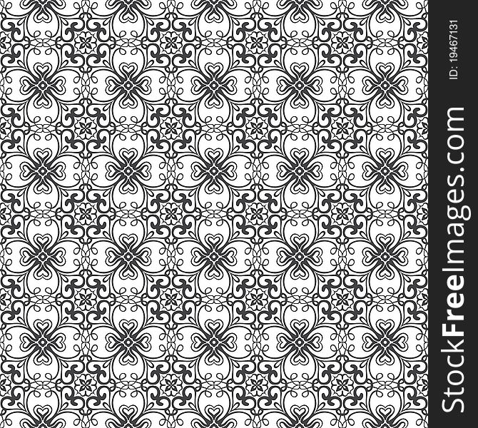 Seamless Damask pattern. | Clip art illustration.