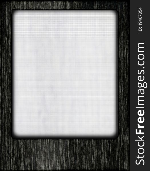 Computer-generated black wooden frame with white netted backing. The inner border of the frame is rounded at the corners and centered high. Computer-generated black wooden frame with white netted backing. The inner border of the frame is rounded at the corners and centered high.