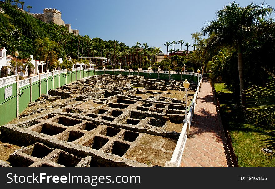 An ancient Roman salt factory in the Andalusian town of Almunecar, Spain.