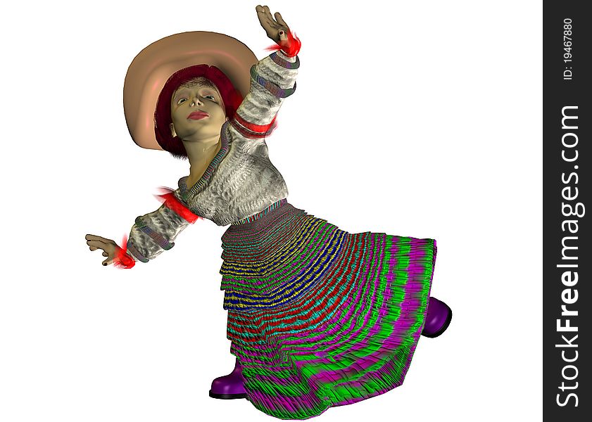3D Rendering Circus dancer with hat