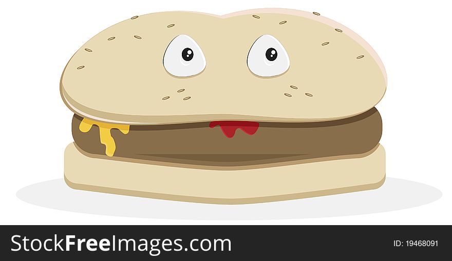 Vector drawing of a hamburger. Ai file format. No gradients used. Vector drawing of a hamburger. Ai file format. No gradients used.