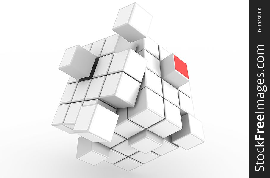 Breakdown of white blocks with one red. Breakdown of white blocks with one red