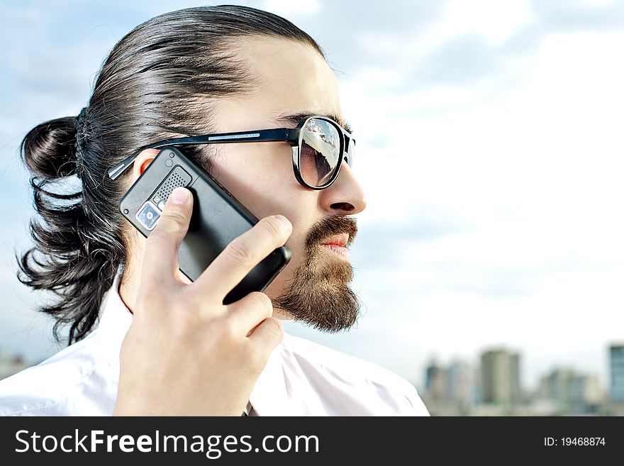 Businessman talking on the phone