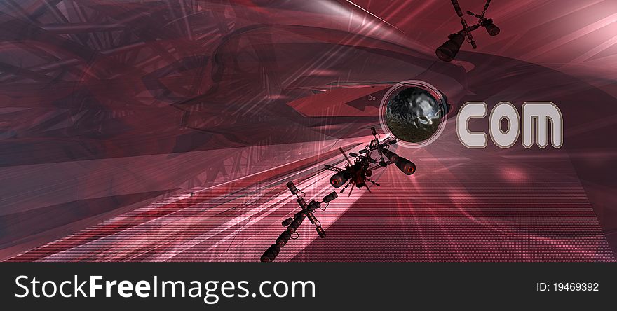 Abstract techno 3D image Dot Com