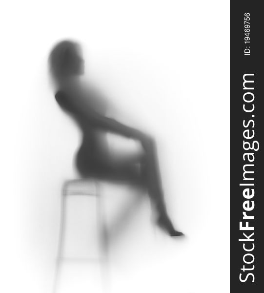 Sexy woman sits on chair, silhouette