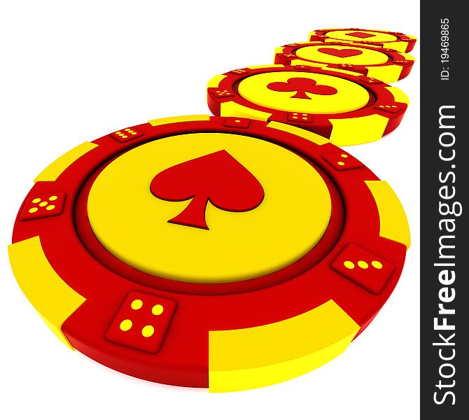 Colorful casino chips isolated over white background. Colorful casino chips isolated over white background