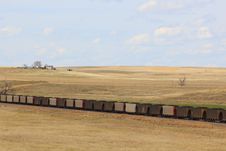 Coal Train On A Prairie Stock Image