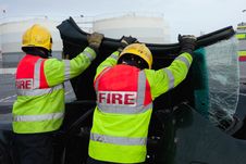Firemen Removing Brocken Windscreen At Car Crash Stock Image Firemen Removing Brocken Windscreen At Car Crash Stock Image