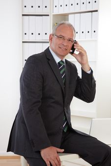 Old Business Man At Telephone Stock Photos Old Business Man At Telephone Stock Photos