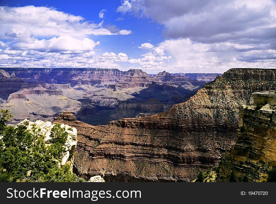 The beautiful view of the South Rim Canyons. The beautiful view of the South Rim Canyons