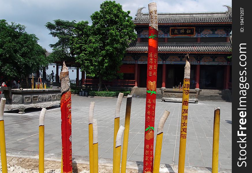 People go to the temple for burning incense.