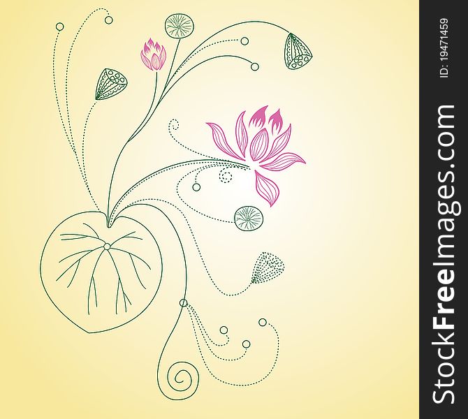 Background of cartoon lotus flower pattern. Background of cartoon lotus flower pattern