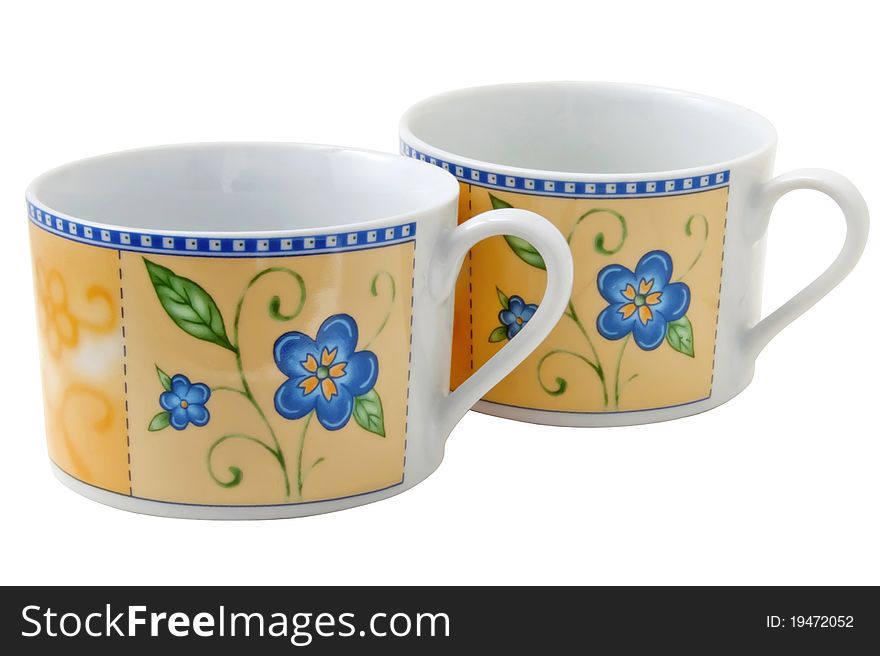 Two tea cups isolated on the white background