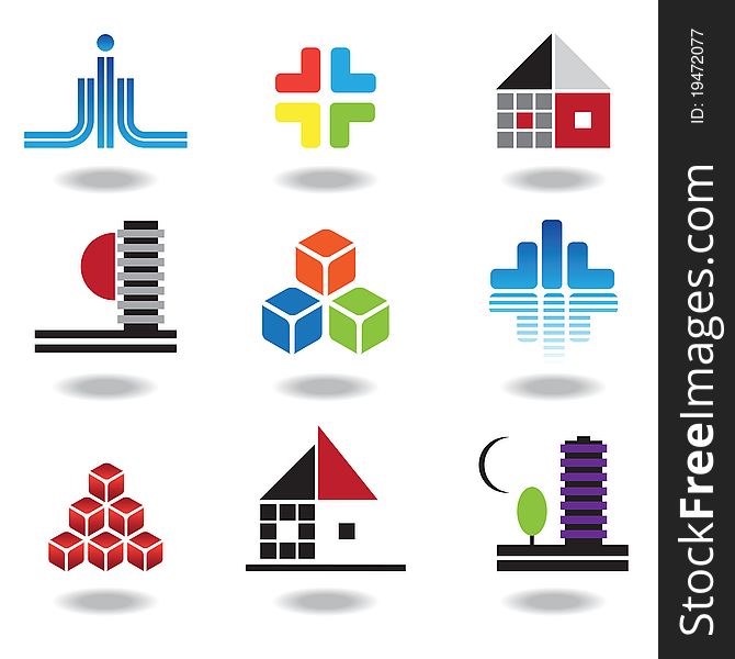 Set of characters on real estate and construction, design, geometric forms. Set of characters on real estate and construction, design, geometric forms.