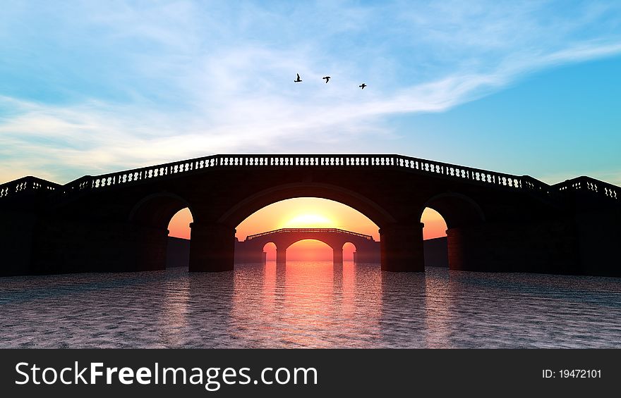 The silhouette of the bridge