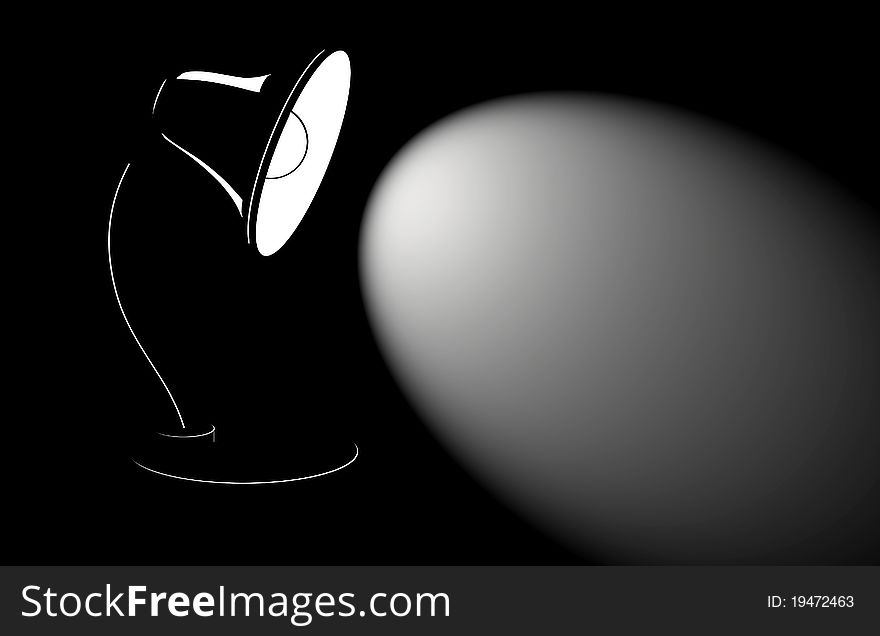 Dark background with lighting desk lamp